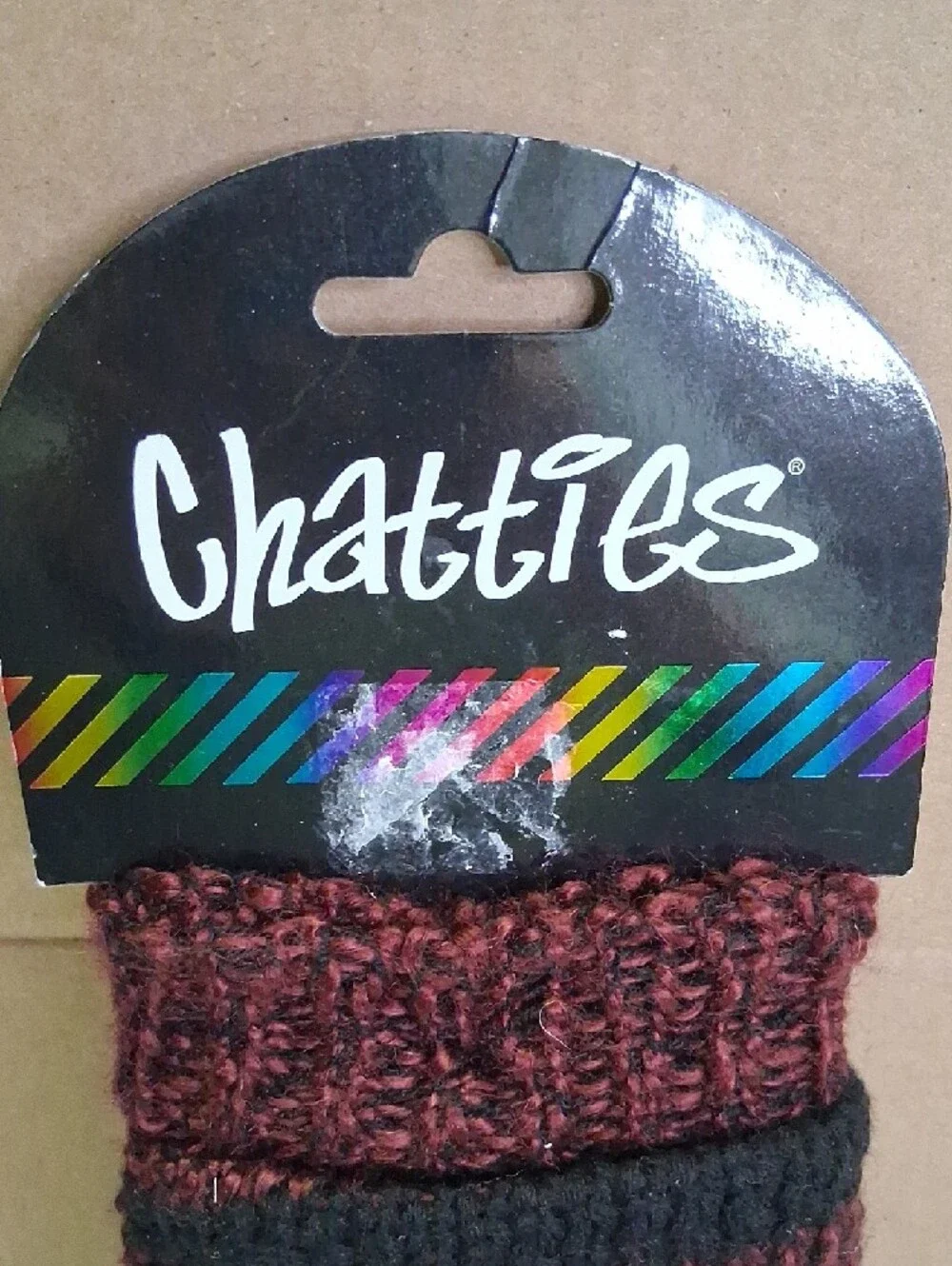 Chatties By Gina Group Burgundy and Black Ribbed Knit Legwarmers NWT